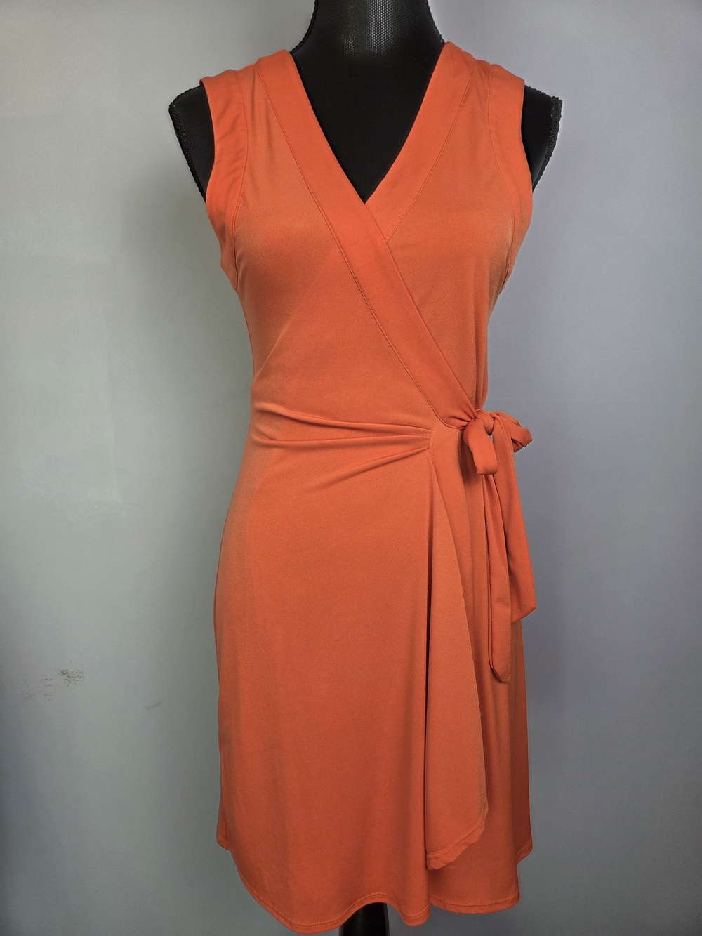BCBG Max Azria Orange Side Wrap Dress Size S Feminine Classy Wedding Cocktail